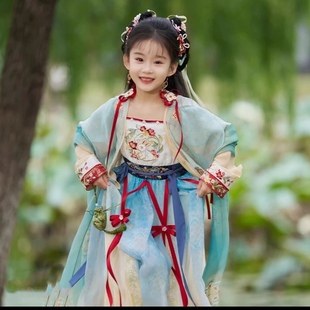New Style Fairy-Like Cute Hanfu for Girls, Chinese-Style Ancient Costume with Han Elements, Waist-Length Skirt, Improved Fairy-Like Set for Spring and Summer