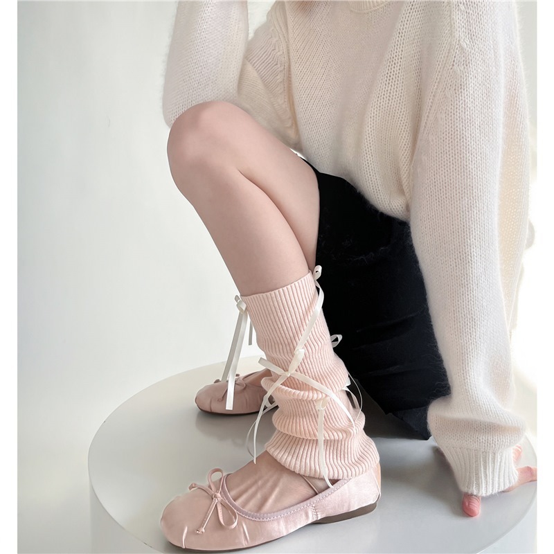春の夏のキャンディー色の薄いタイプのバレエ風の甘い靴下のカバーの女性のピンクの青い蝶結びの山の足のカバーの少女の靴のカバー|undefined