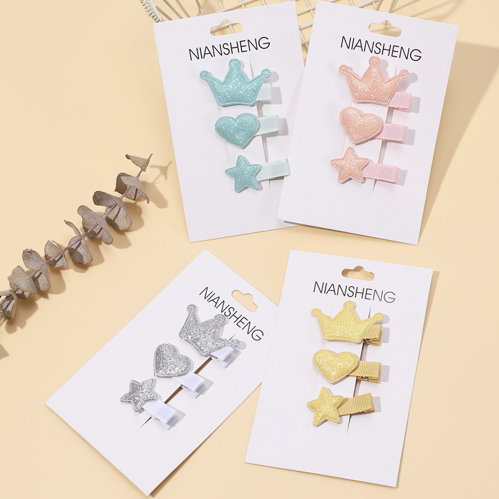 Cross-border new children's hair accessories European and American Baby cute little star hairpin girls' side clip three-piece set Wholesale_voghion.com