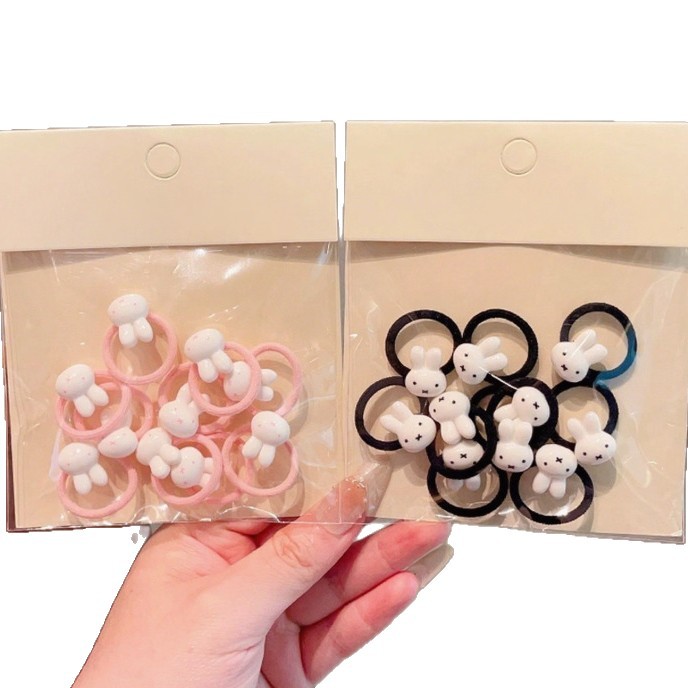 Niños lindos Miffy Dedo anillo para el cabello bebé pequeña banda de goma para el cabello de la niña atada cabello no daña cabello