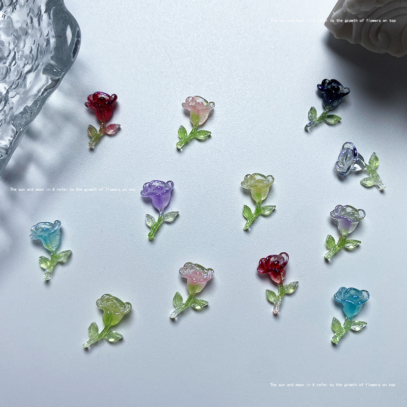 High-grade ice-permeable Tulip nail jewelry niche design ear studs material luminous wearing nail French patch