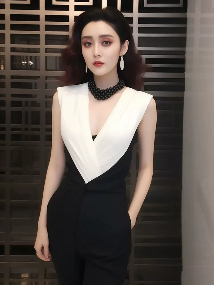 Высококачественный изысканный уникальный супер красивый комбинезон во французском стиле, темперамент богини, крутой черный комбинезон в королевском стиле сестры, летний