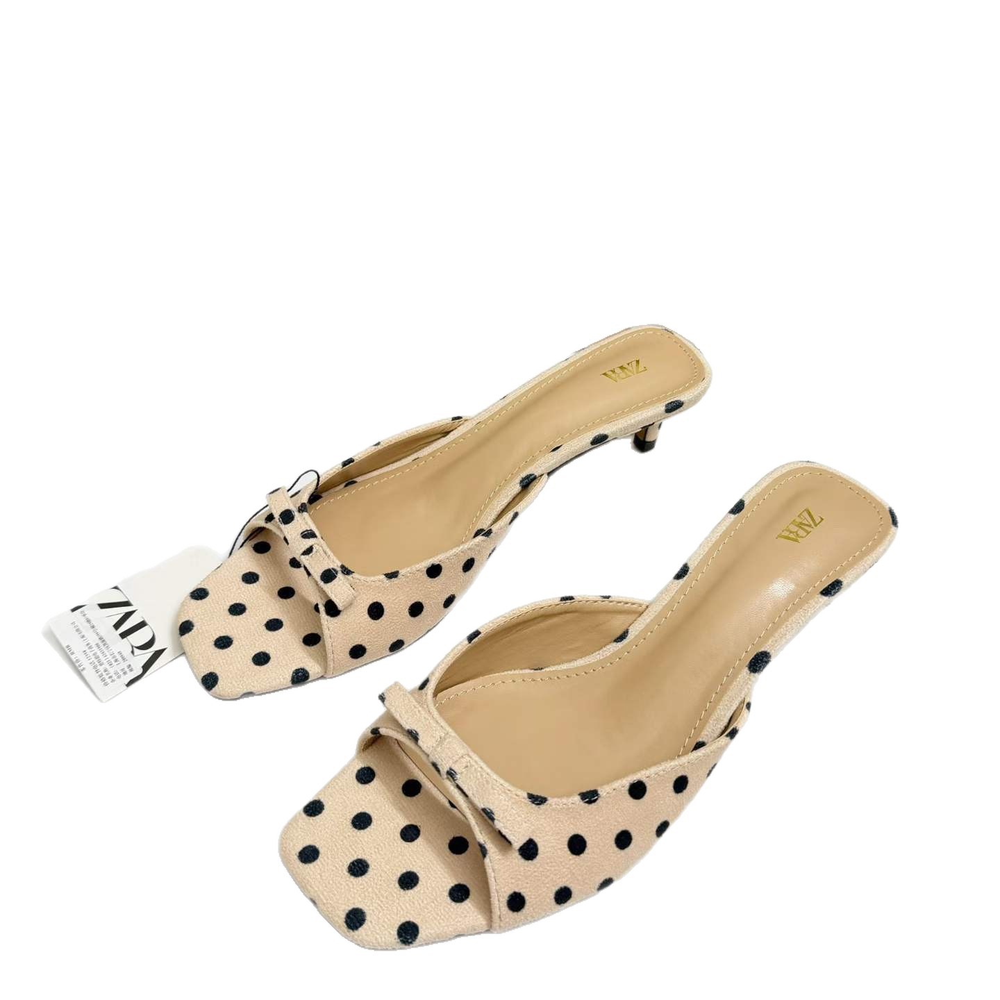 2026 summer new square bow bow polka dot thin heel shallow open toe high-heeled sexy fashion sandals for women