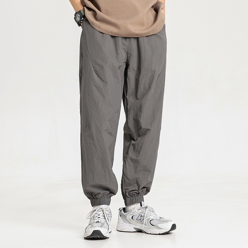 Japanese retro solid summer silk thin quick dry trousers