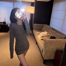 正肩长袖T恤女秋冬2025新款德绒打底衫女中长款内搭修身收腰上衣