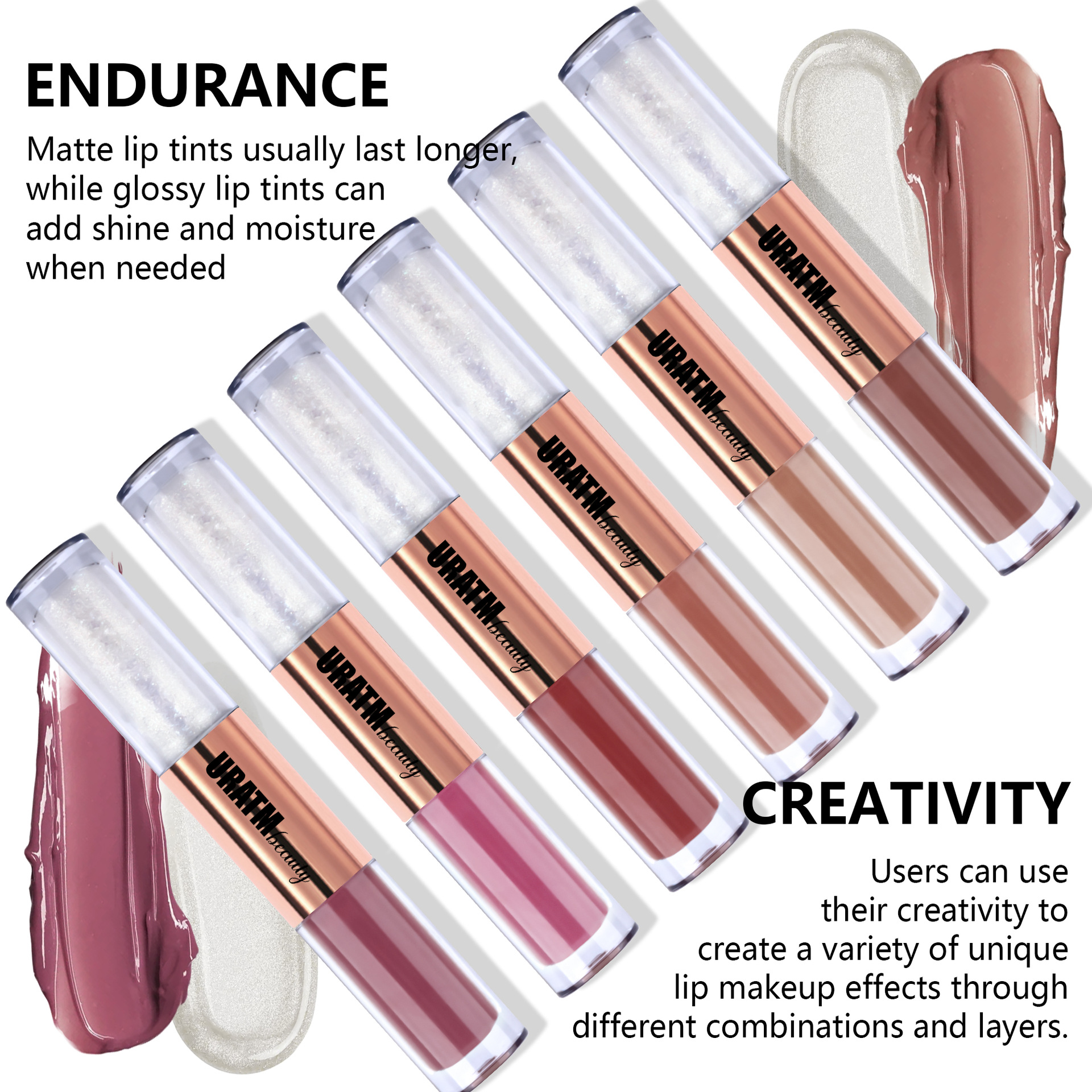 SHCOETY Cross-border double-head lip gloss matte laminated pearlescent fine sparkling lip gloss is not easy to stick to the cup and does not fade for a long time undefined