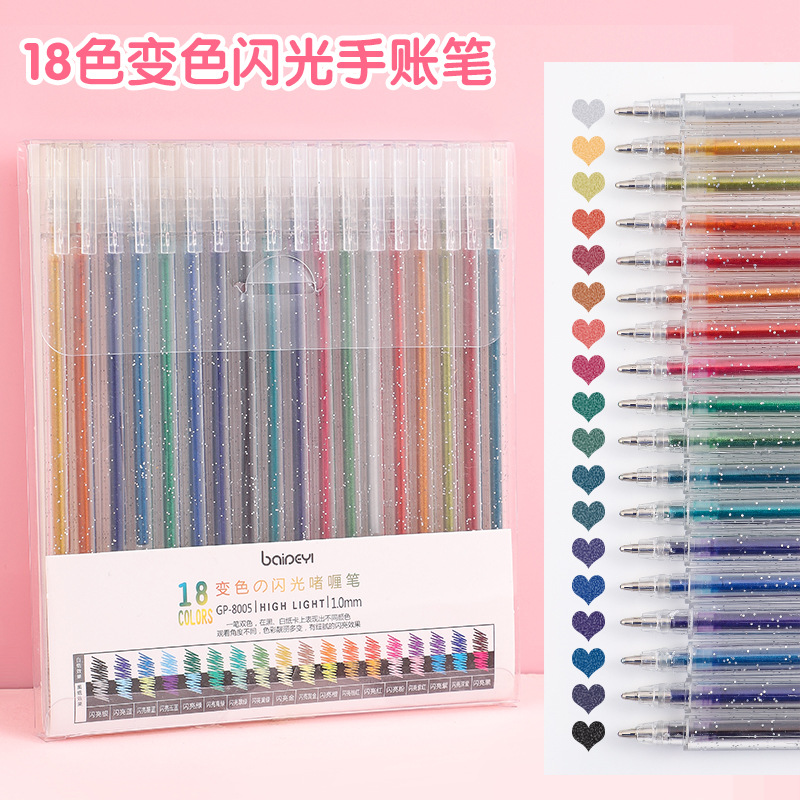 Bolígrafo de gel flash de Amazon transfronterizo bolígrafo de gel de color brillante juego de 8 colores resaltador de graffiti de color al por mayor