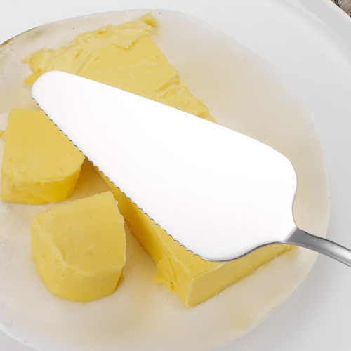 Cross-border stainless steel cake spatula baking triangle spatula pizza knife cheese dessert spatula kitchen home use with teeth bread spatula