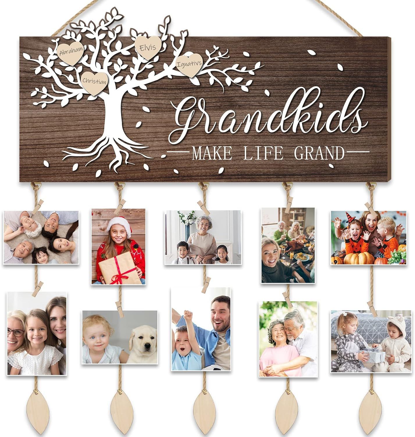 Marco de fotos de madera maciza de Amazon Marco DE FOTOS conmemorativo del bebé Árbol de vida de madera maciza Marco de fotos de pantalla de escritorio multi-especificación