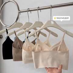 Hanger set 19027 latex fixed cup seamless beautiful back wrap bra tube top V-neck thin shoulder straps no steel ring women's underwear