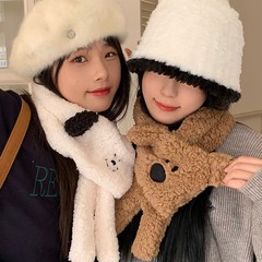 黛緑/かわいい子犬の親友の保温防寒子羊の毛のマフラーの短いタイプのかわいい冬の復古の小さいマフラー