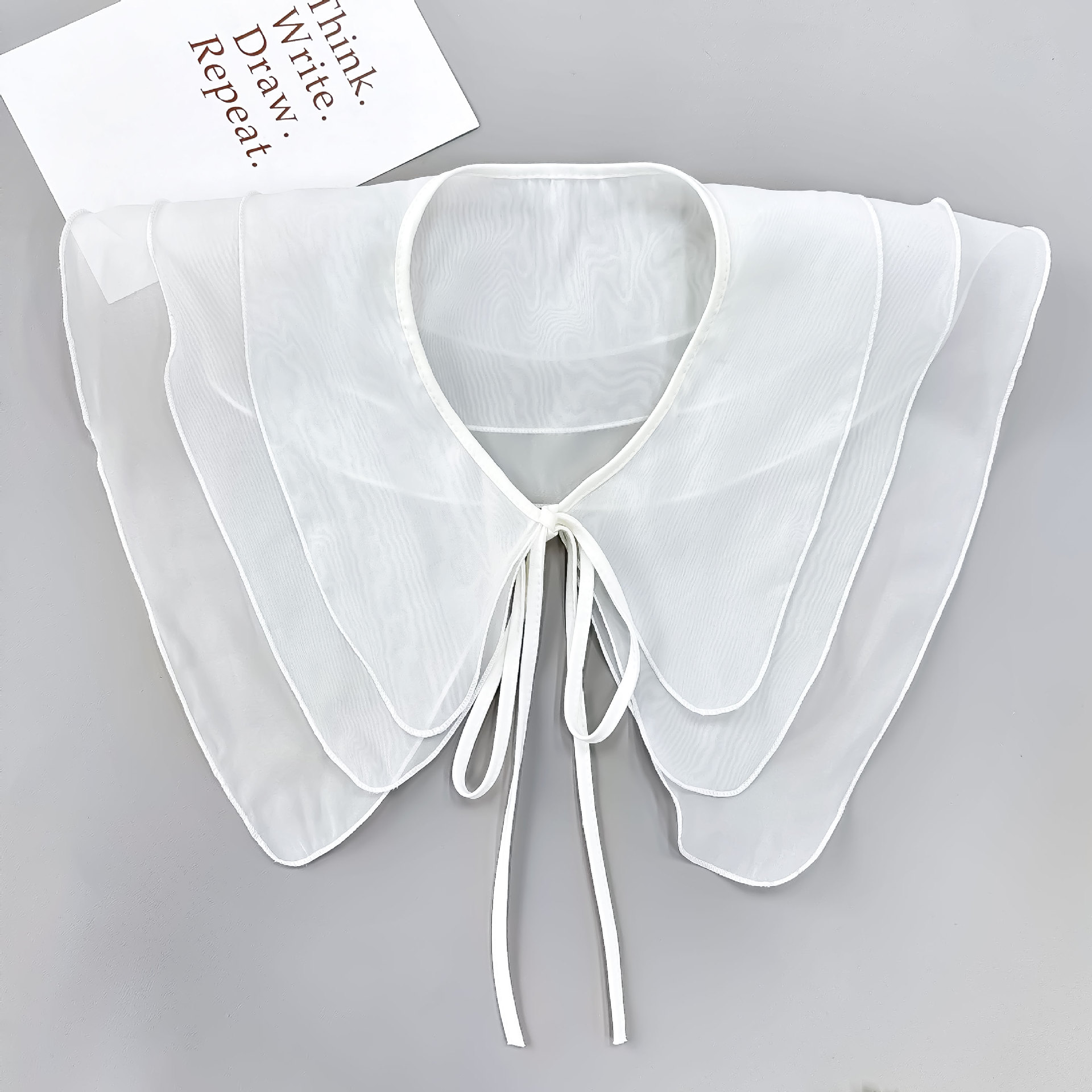 Pequeño viento fragrante blanco y negro de doble color cuello de chiffón de lazo falso moda moda moda de ropa de estilo único cuello coreano image 7