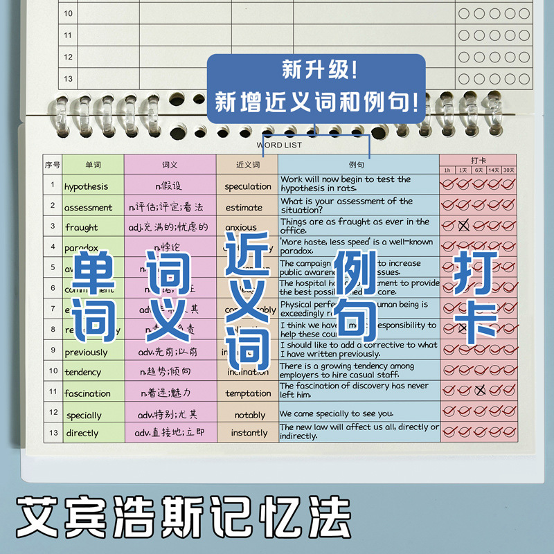 a5 エビングハウス 英単語帳 小学生 英語暗記ツール 中学生 上向き単語ディクテーション帳|undefined