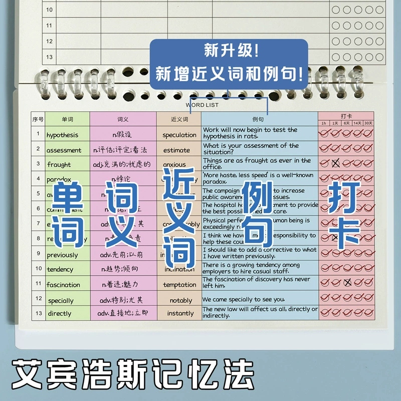 [a5艾宾浩斯英语单词本小学生英语记背神器初高中上翻单词默写本子]