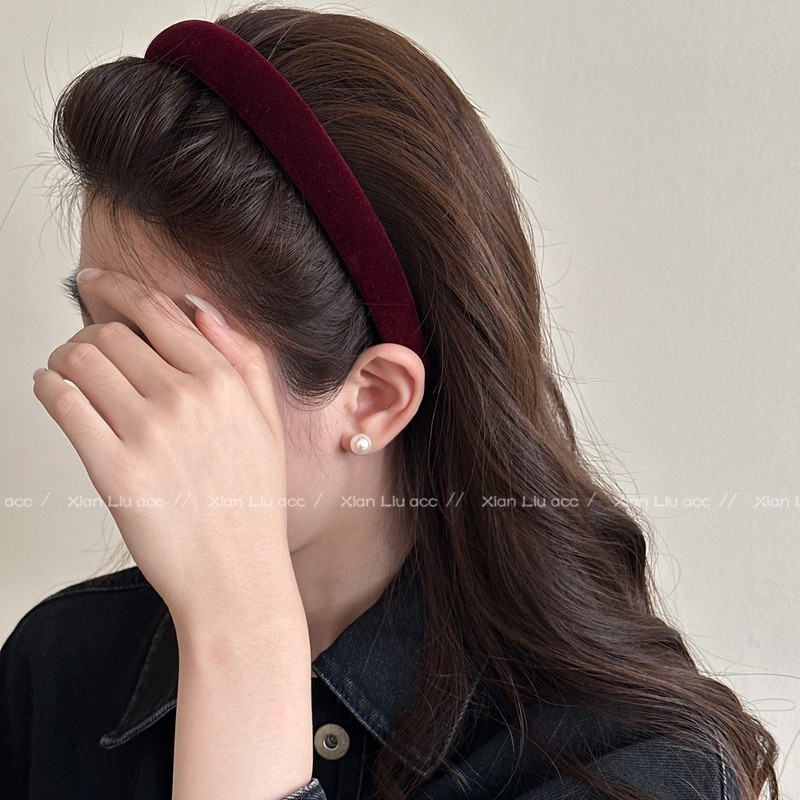 复古彩色丝绒宽边发箍女2025新款显脸小高颅顶洗脸压发头箍发饰|undefined