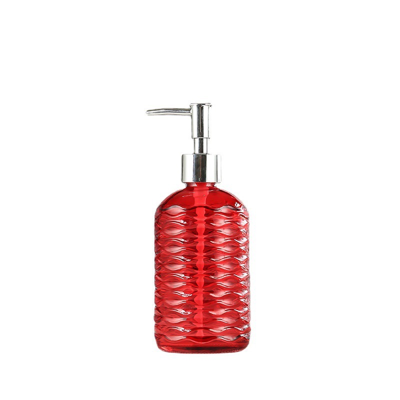 Prensa de color de la raya vertical de vidrio mano desinfectante botella bomba de presión creativa Champú Acondicionador sub-botella de loción