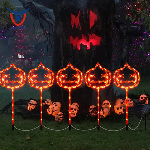 Halloween Light Solar 8 Function Halloween Model Light Skull Ghost Tombstone Pumpkin Lawn Floor Light