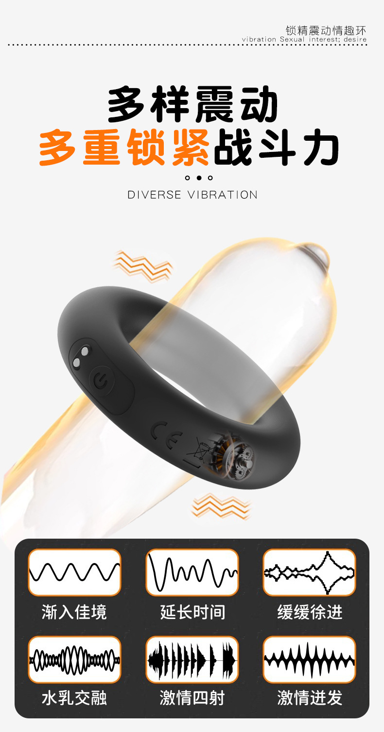 Dual-Motor Vibrating Silicone Cock Ring, Button-Control Delay Ring for Men — detail image 4