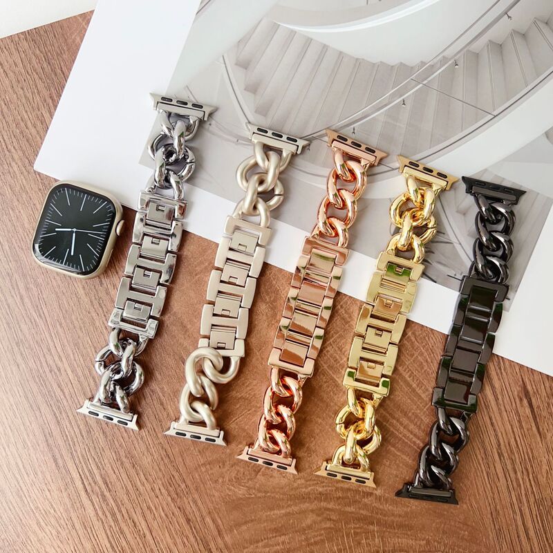 Rough Denim Metal Watch Strap Suitable for Apple Watch Wristband Iwatch56789Se Smart Watch Strap