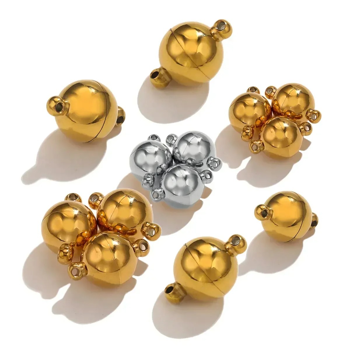 Acero inoxidable pulido magnético hebilla redonda imán cola hebilla conector titanio acero pulsera de cuero que hace accesorios de la joyería DIY