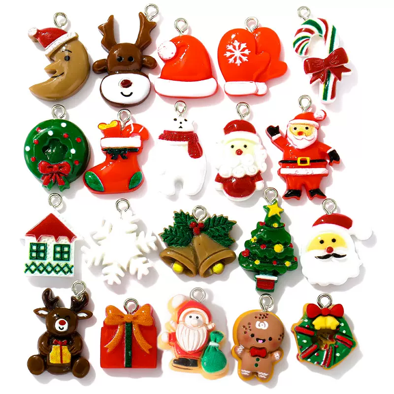 新款树脂圣诞节系类圣诞老人圣诞树diy饰品配饰新年配件W2