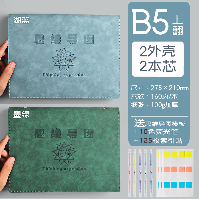 Mapa de la mente cuaderno a4B5 cuaderno de hojas sueltas desmontable estudiante simple examen de ingreso de posgrado Aprendizaje de cuero suave en stock al por mayor