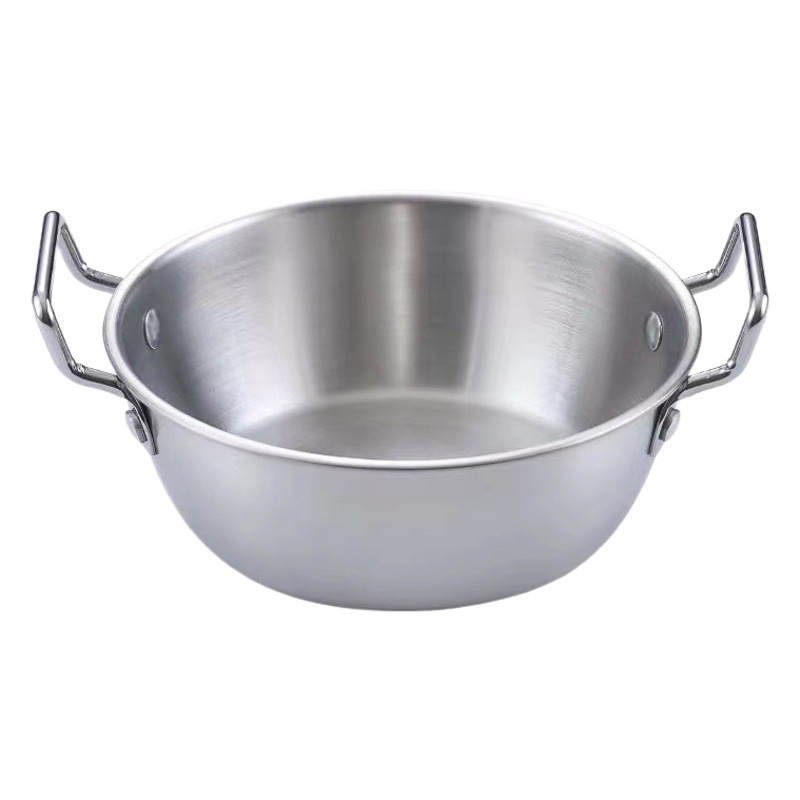 Tazón de acero inoxidable tazón de doble oreja merienda cesta merienda pollo frito papas fritas tazón de ensalada coreano olla caliente salsa tazón de cocina