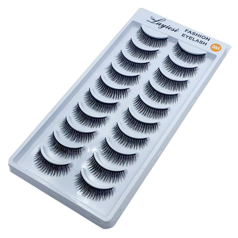 Diez pares de 088 # gruesa Cruz corta tallo duro etapa maquillaje nupcial Estudio de maquillaje especial pestañas postizas