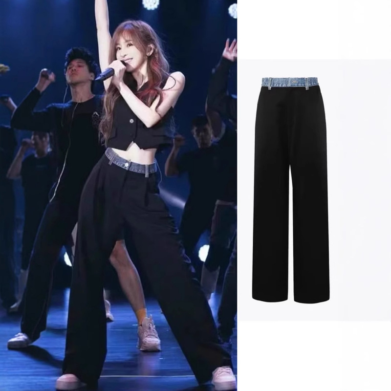 [in Stock] Cyndi Wang's Same Style Black Wide-Leg Suit Pants for Women, 2025 New Popular Casual Versatile Pants