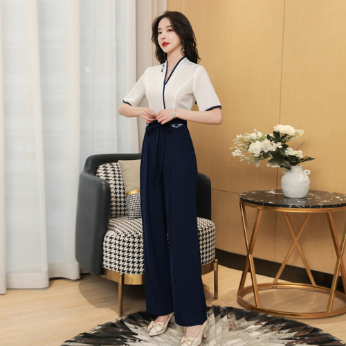 Beauty salon beautician work clothes female pedicure foot bath spa health center club technician uniform set one piece payment