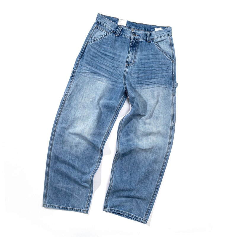 Carhart WIP Brandon Pant early spring new collection, pleated distressed denim pants, loose-fit long pants, in stock