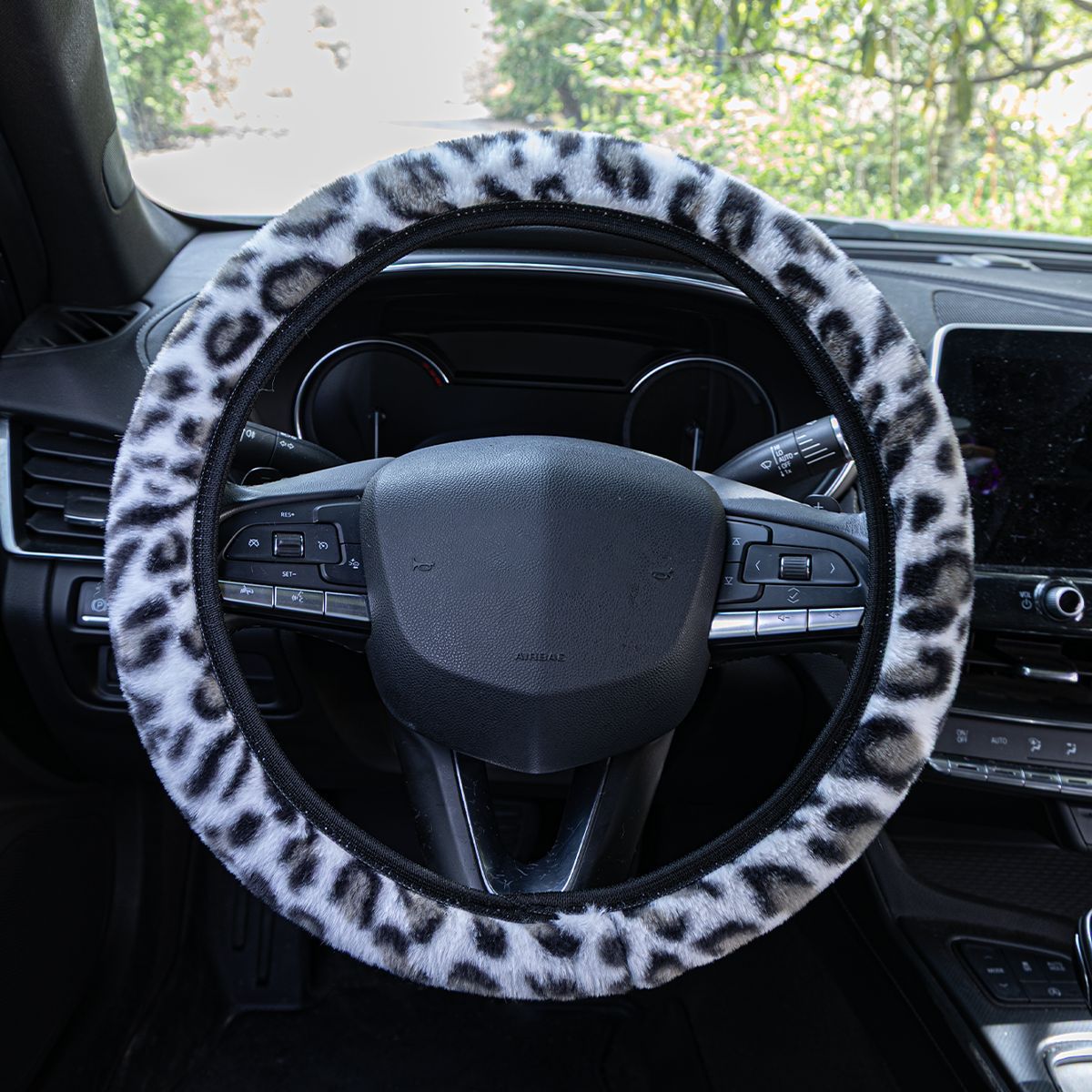 Car Plush Leopard Print Handle Cover Cross-Border Dropshipping