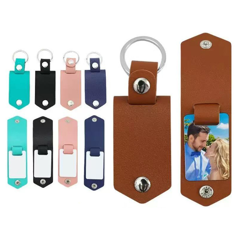 Sublimation Pu Leather Keychain Tag Pendant Holiday DIY Gift Heat Transfer Printing Photo Blank Supplies Wholesale