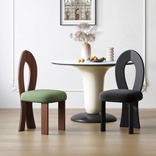 法式复古白蜡木人鱼餐椅中古风创意异形靠背椅家用餐厅简约实木椅