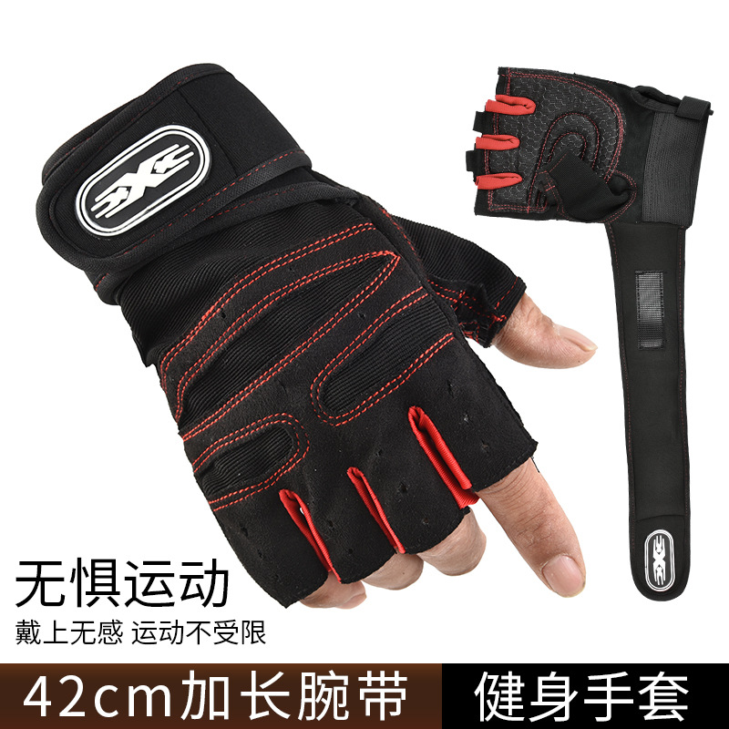 Guantes de gimnasio de medio dedo para hombres al aire libre protección de levantamiento de pesas antideslizante muñeca halteres respirables guantes de bicicleta al por mayor