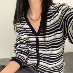 0908-177蚕丝羊毛开衫女装韩版宽松休闲女装羊毛开衫上衣外套