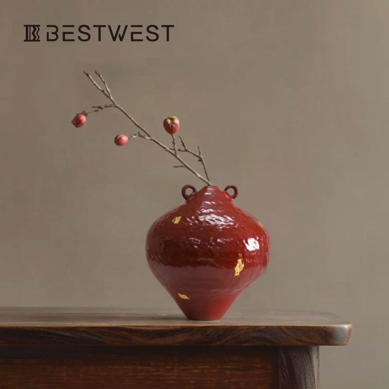 Best west陶磁器デザイナーの正規品陶磁器花瓶置物リビングルーム家庭用ソフト装飾品民宿花器|undefined