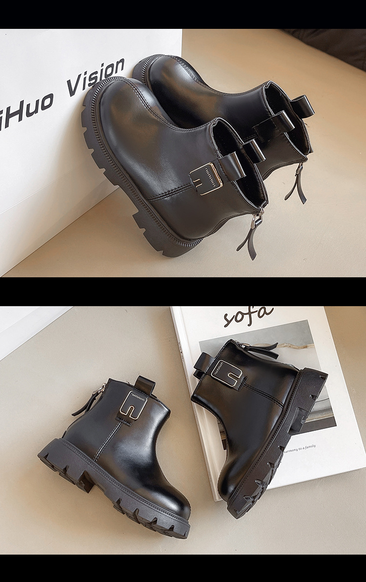 Martin 2024 Autumn/Winter New Collection Children's Short Black Soft soled British Style Girls' Boots_voghion.com