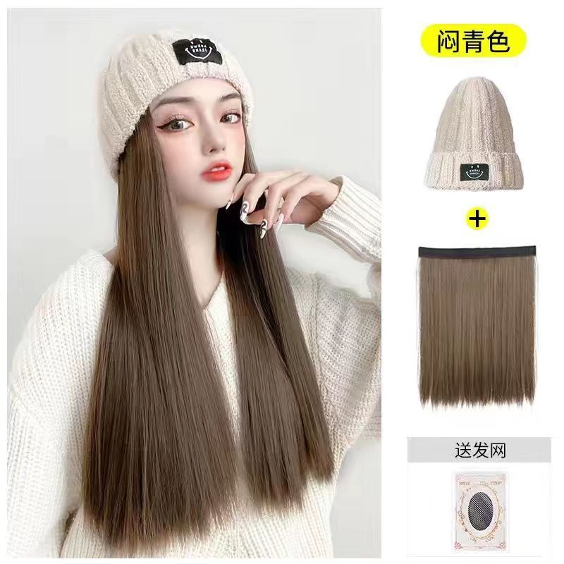 Cara sonriente sombrero pelo recto