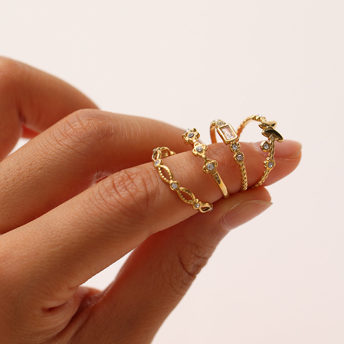 European and American diamond butterfly opening titanium steel ring does not fade ins style niche fashion high-end zircon ring for women