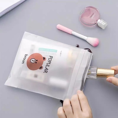 Translucent frosted plastic packaging bag drawstring clothing underwear socks towel storage bundle pocket bear bag