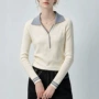 三彩修身翻领秋季针织衫
