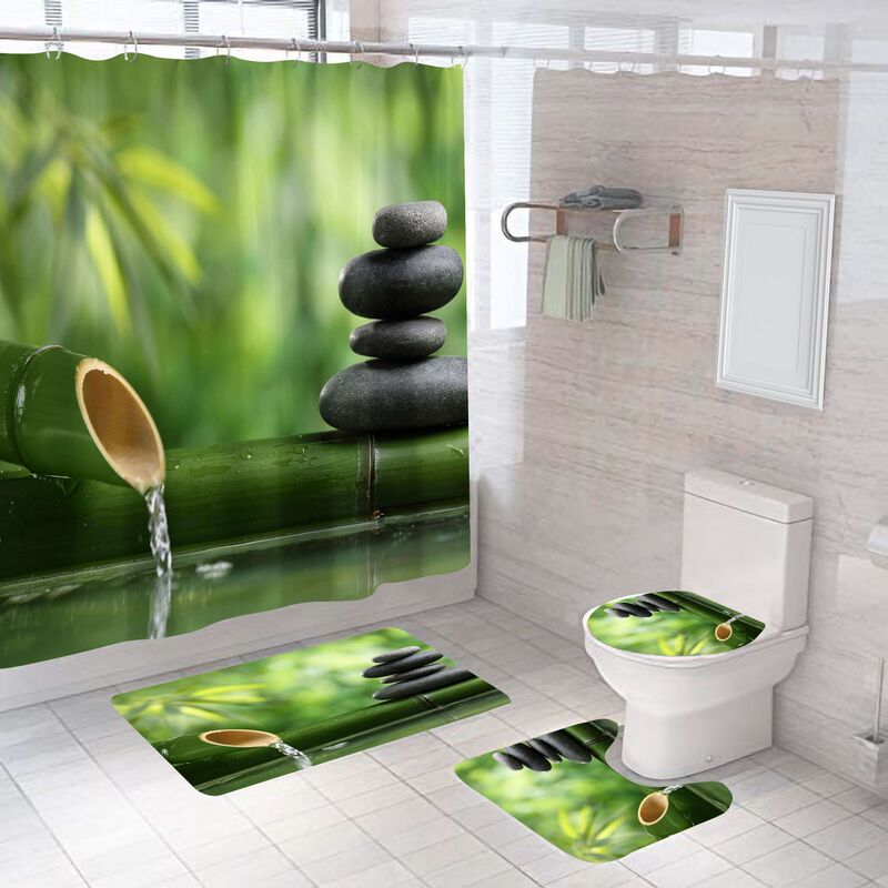 Running volume waterproof Stone series shower curtain polyester bathroom curtain factory direct supply digital printing shower curtain