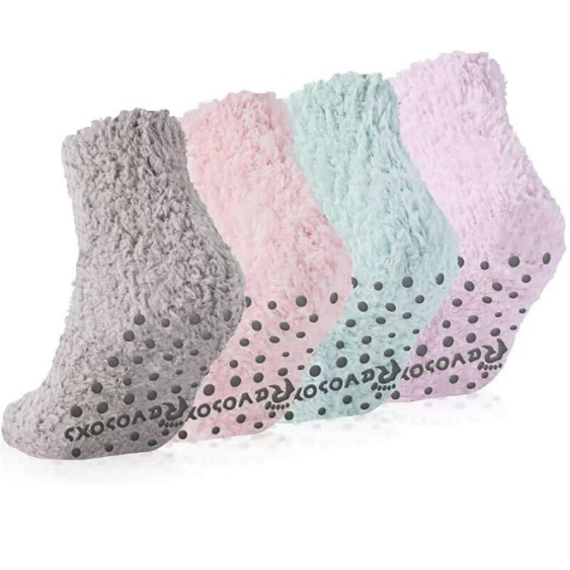 Customized Half-Velvet Socks for Men and Women, Thick and Warm Slipper Socks, Comfortable and Fluffy Non-Slip Sleep Socks