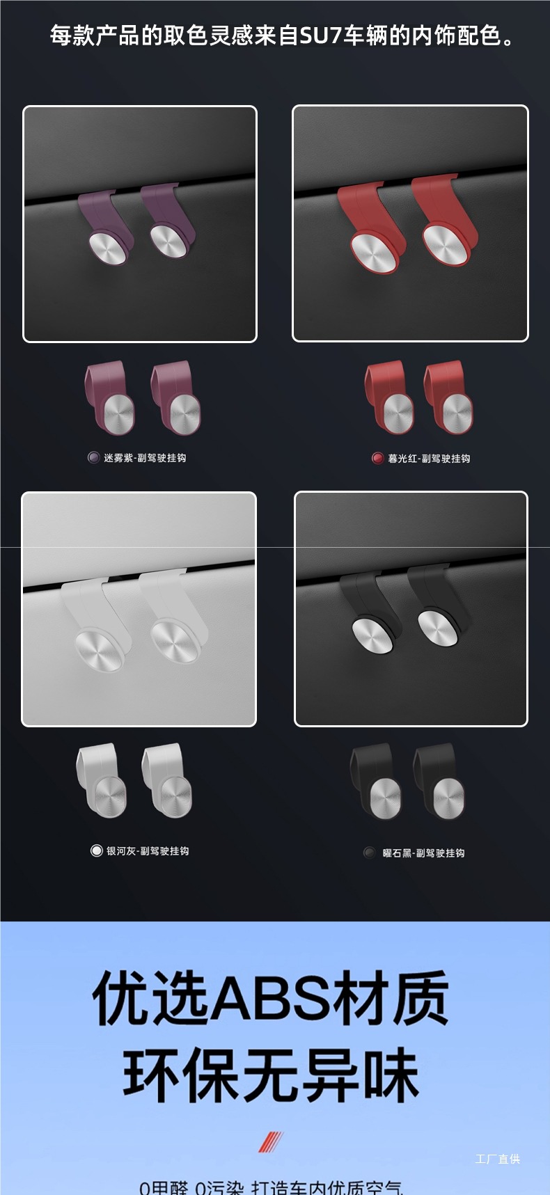 Suitable for Xiaomi Su7 Car Hook, Passenger Glove Box Hook, Interior Decoration Accessories, Modification Parts, Peihui