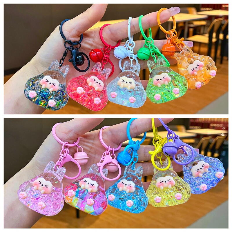 TikTok Explosions Bubble Beads Tower Ornaments Luminous quicksand Cute Grain Tide Play Acrylic Keychain Small Gift Pendant