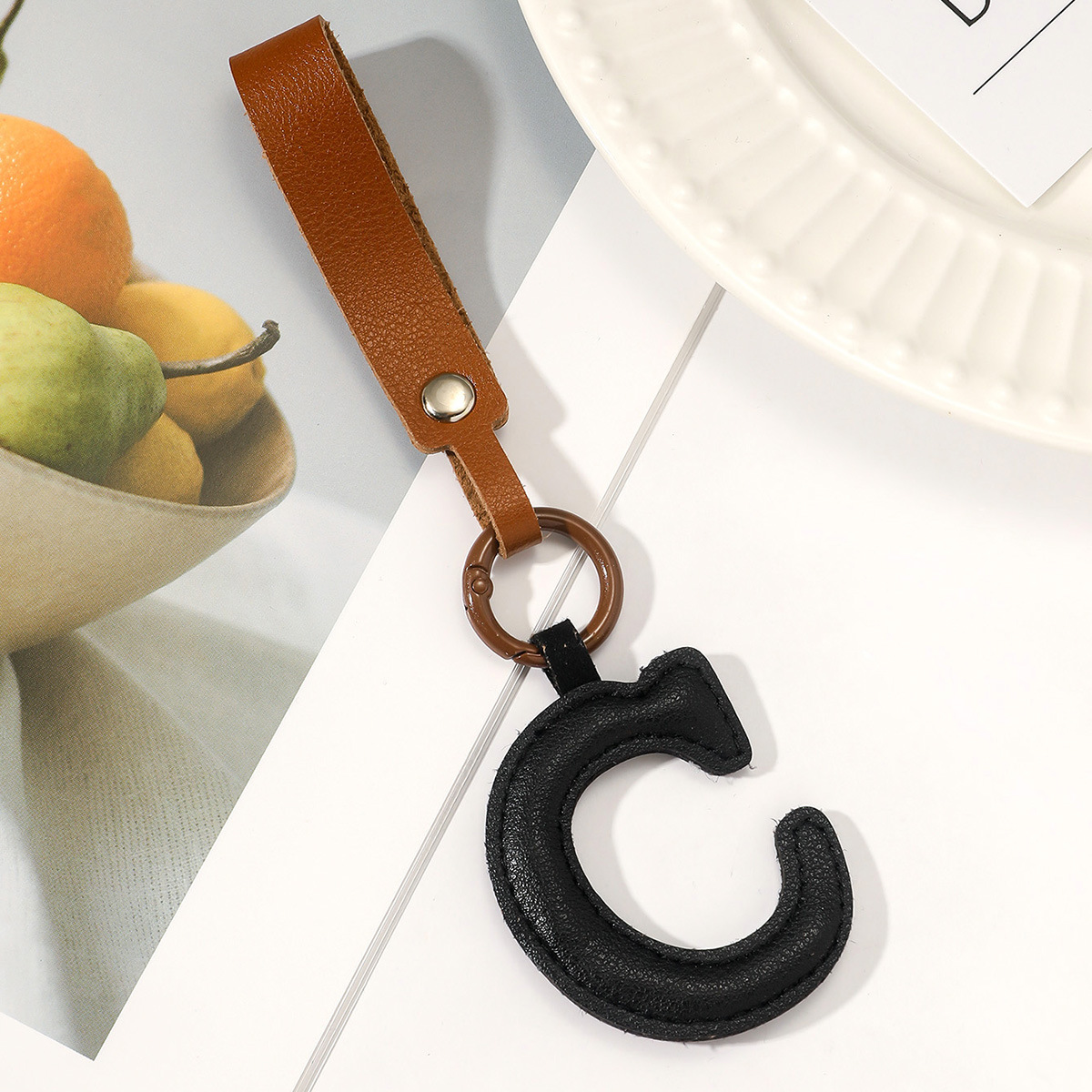 Unisex Gender Basic Style Basic Letter Pu Leather Unisex Bag Pendant Keychain