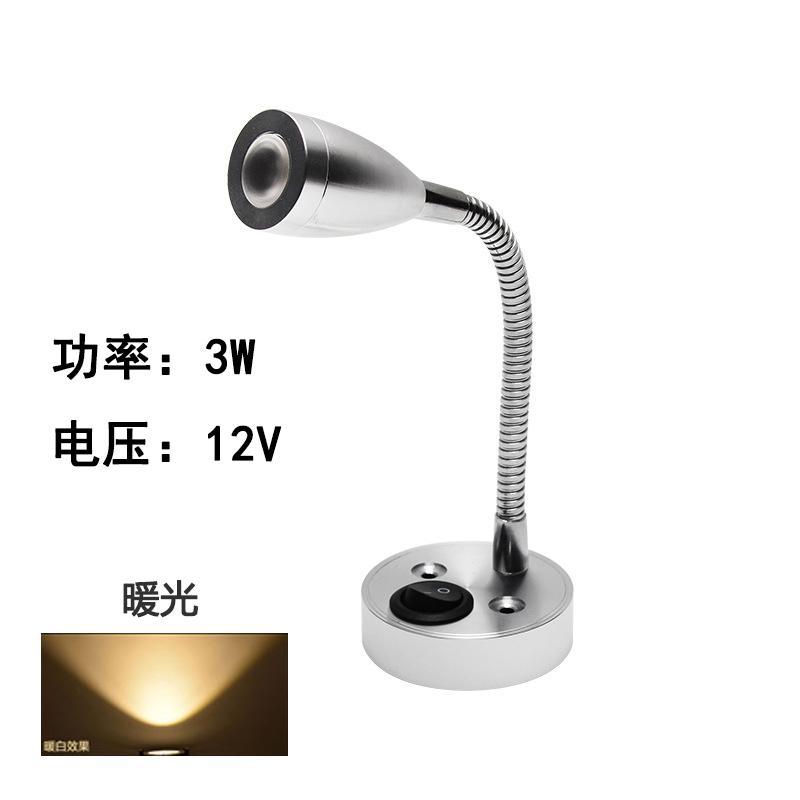 Luz de lectura led para RV, 12V, bajo voltaje, foco giratorio de 360 ​​grados, foco de noche, lámpara de pared, techo, luz blanca cálida, protección para los ojos
