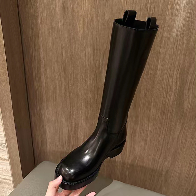 Uva mamá botas rectas de suela gruesa para las mujeres Otoño e Invierno Nuevo aumento de la altura que adelgaza la rodilla pequeña botas de caballero image 6