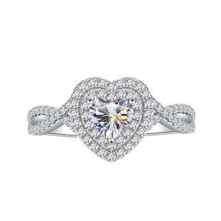 6mm Heart-shaped Color Moissanite Ring Sterling Silver Light Luxury European and American Engagement Ring Micro-inlaid Cross-border Hot-selling Women Ring